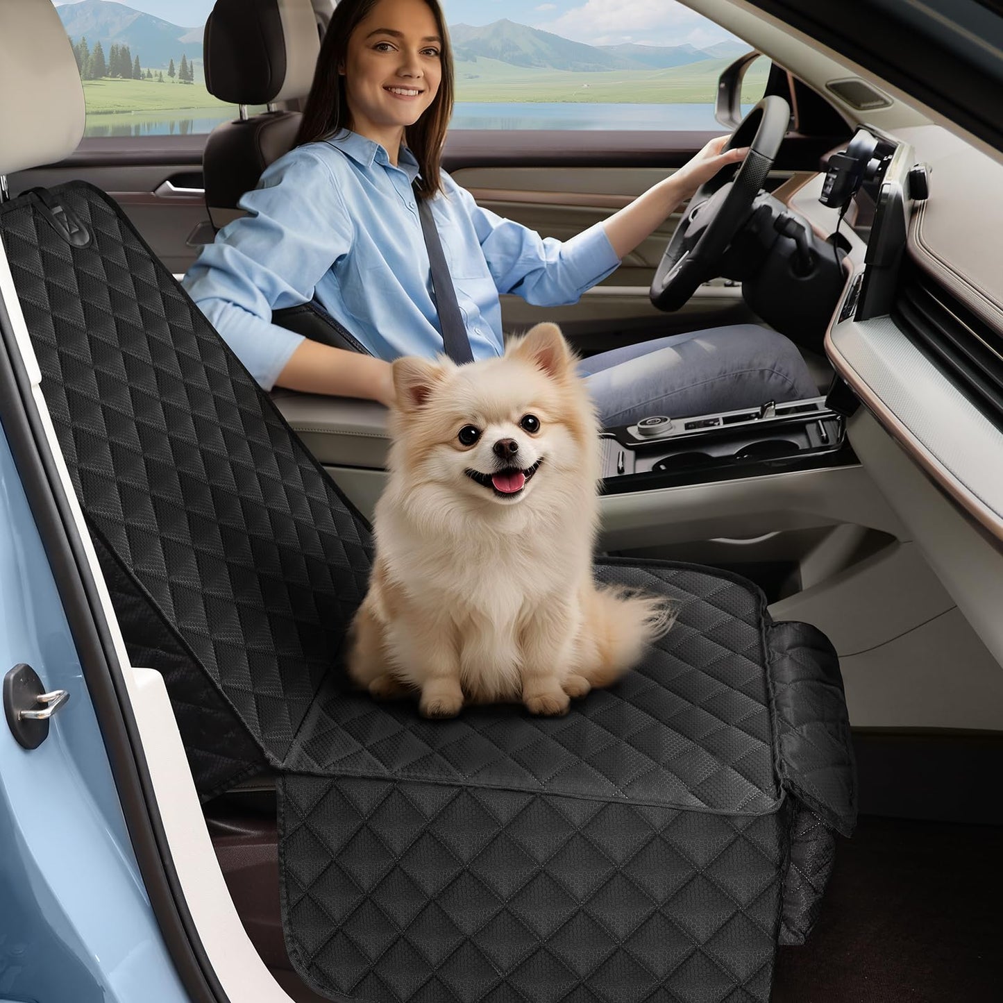2-Pack Waterproof Dog Front Seat Covers - Full Protection w/Side Flaps, Universal for Car/Truck/SUV