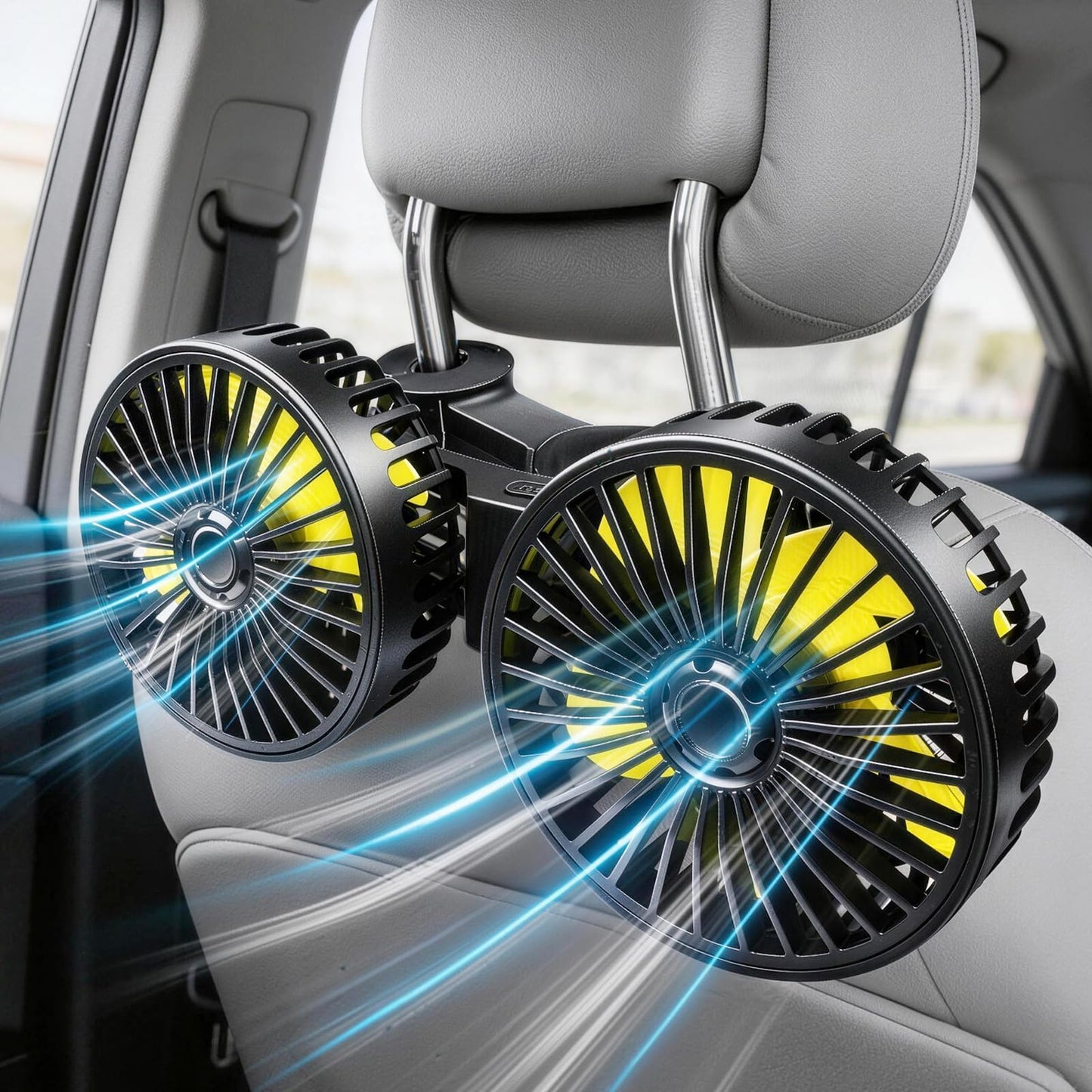 Dual Head USB Car Fan for Backseat Cooling