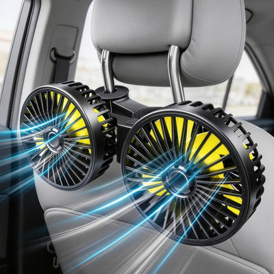 Dual Head USB Car Fan for Backseat Cooling