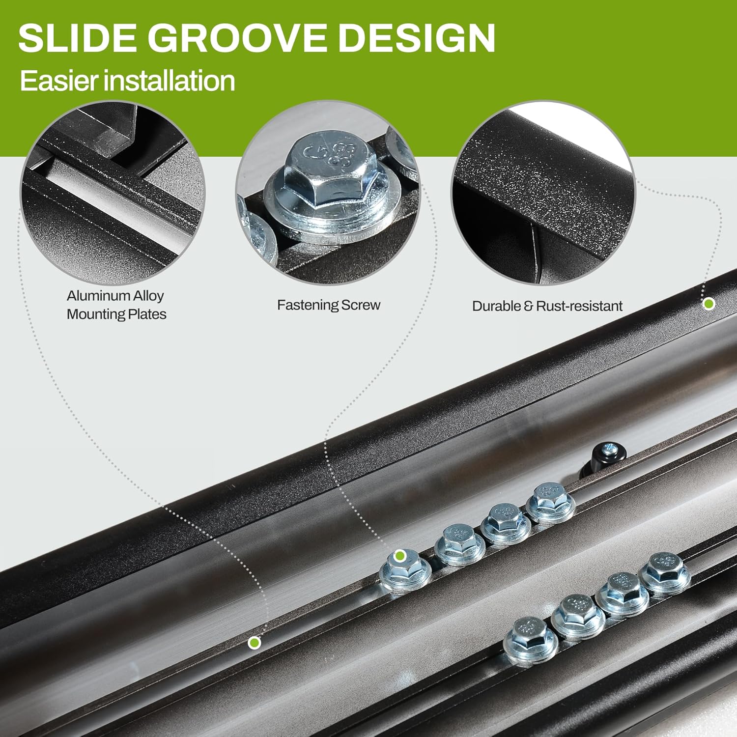 Running Boards Compatible with 2015-2025 Ford F-150 SuperCrew Cab & 2017-2024 Ford F-250 F-350 Super Duty Crew Cab, 6 inches Black Textured Aluminum Side Steps Nerf Bars, f150 Running Boards