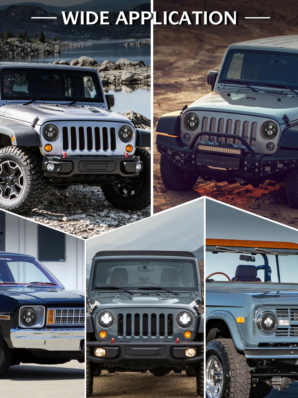7" Round LED Projector Headlights - Compatible with Jeep Wrangler & More
