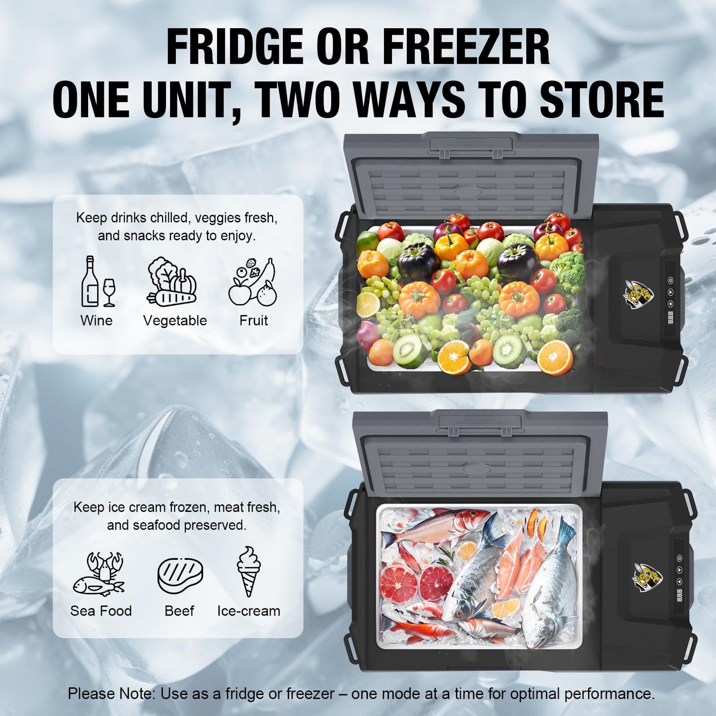 12V 16Qt Electric Cooler/Freezer - -4℉~68℉, Portable for Camping/Truck/RV