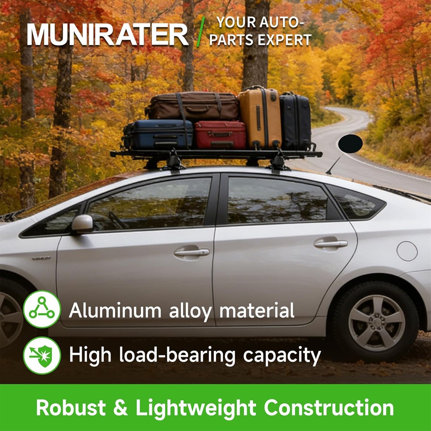 43.3" Universal Roof Rack Cross Bars (2-PCS) - Aluminum Adjustable for Cars/SUVs