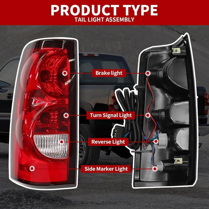 Red Tail Lights (Pair) for 2003-2006 Chevy Silverado HD - Replaces GM2800174/GM2801174