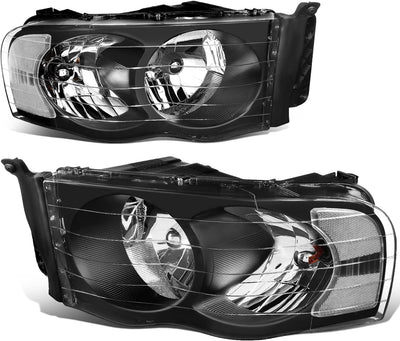 Black Housing Clear Corner Headlights for 02-05 Ram 1500/03-05 Ram 2500 3500