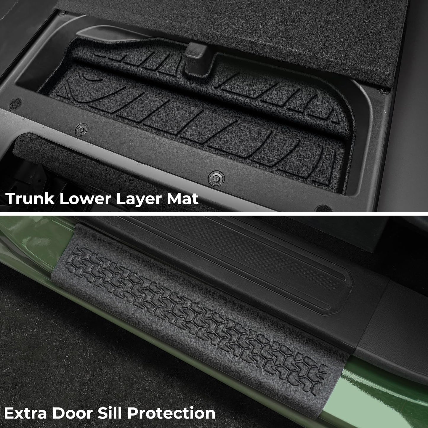 Floor Mats & Cargo Liner Set for 2021-2026 Ford Bronco 4-Door - Full Coverage with Door Sill Guards