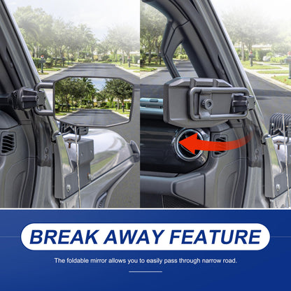 Quick Release Mirrors for 2018-2023 Jeep Wrangler JL & Gladiator JT (Patent Design)