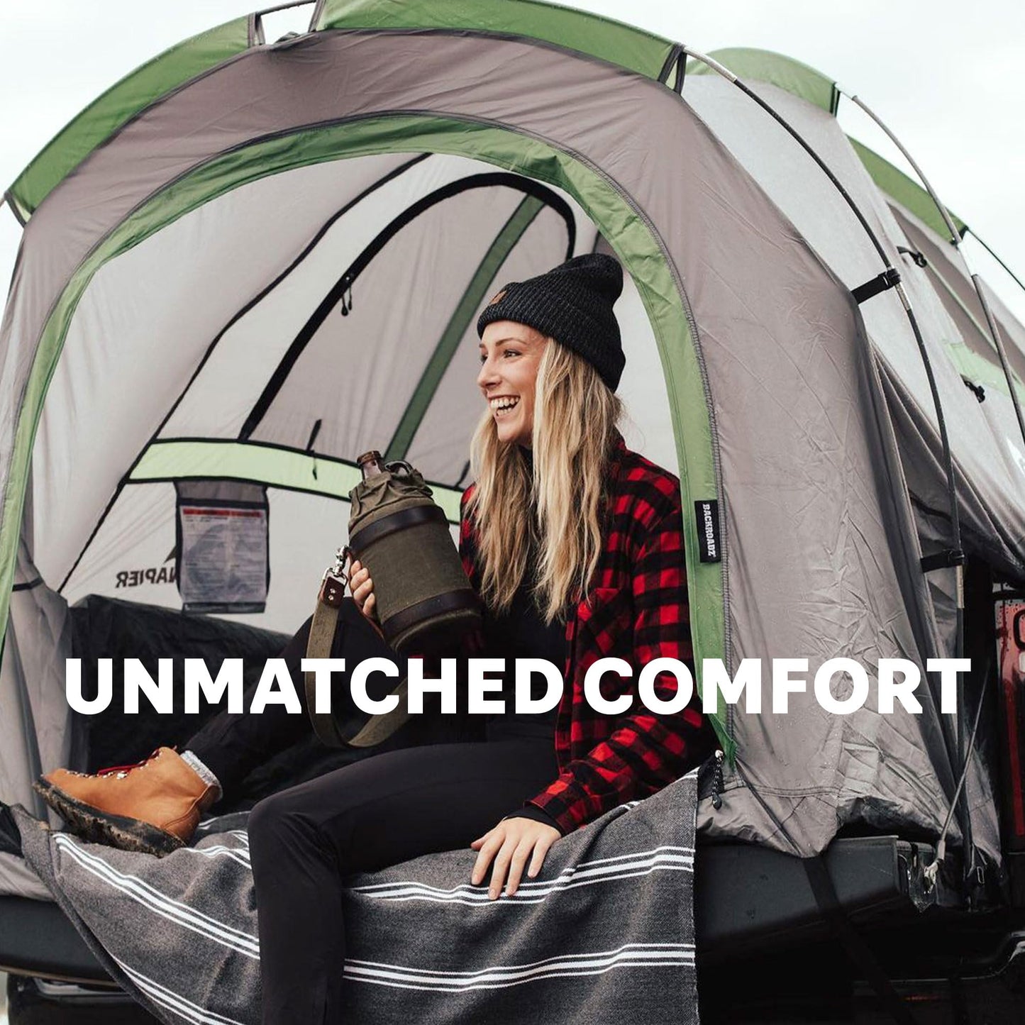Backroadz 2-Person Truck Bed Tent - Waterproof Rainfly, 10-Minute Setup (Gray/Green)