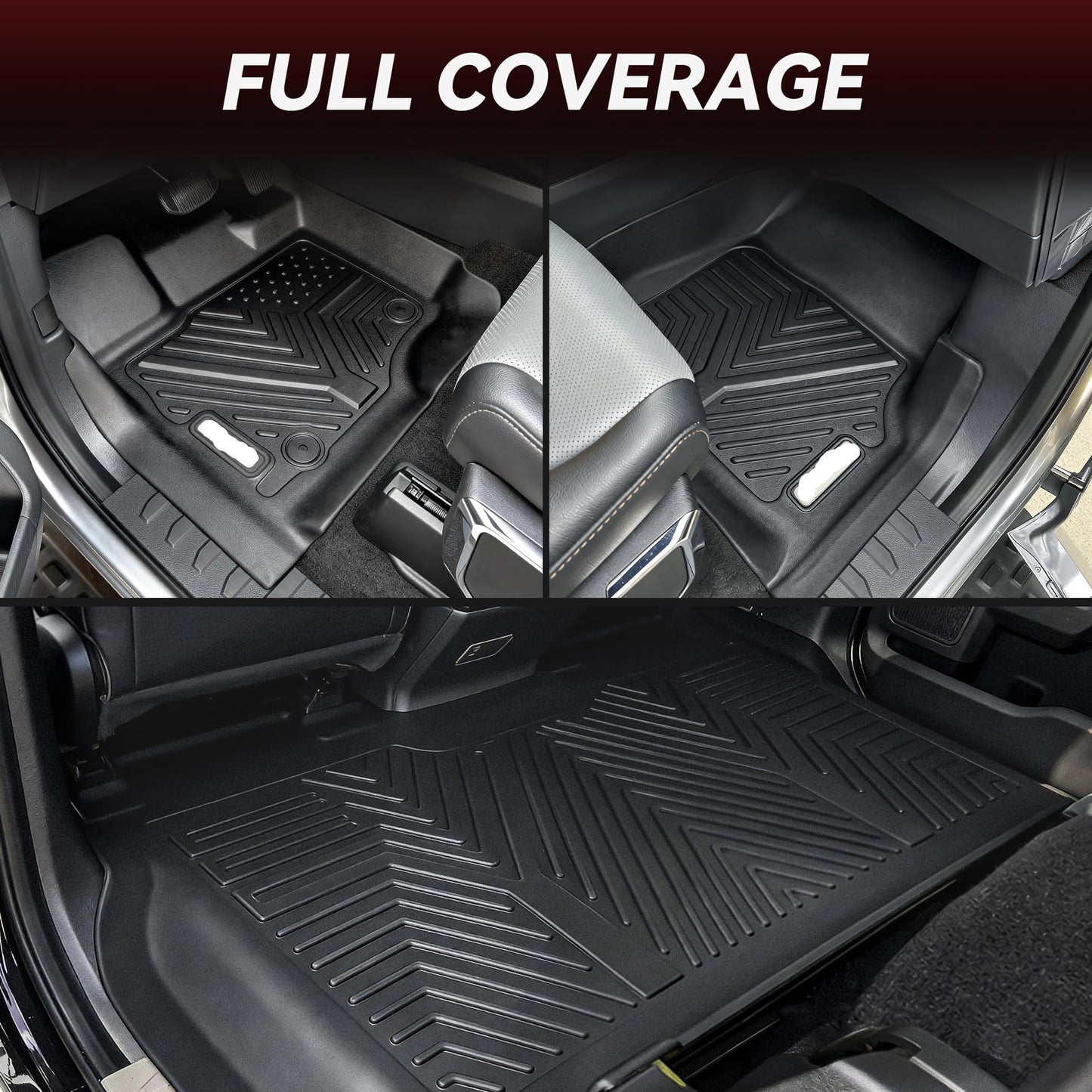 TPE Floor Mats for 2015-2026 Ford F-150 & Lightning SuperCrew (1st & 2nd Row, Black)