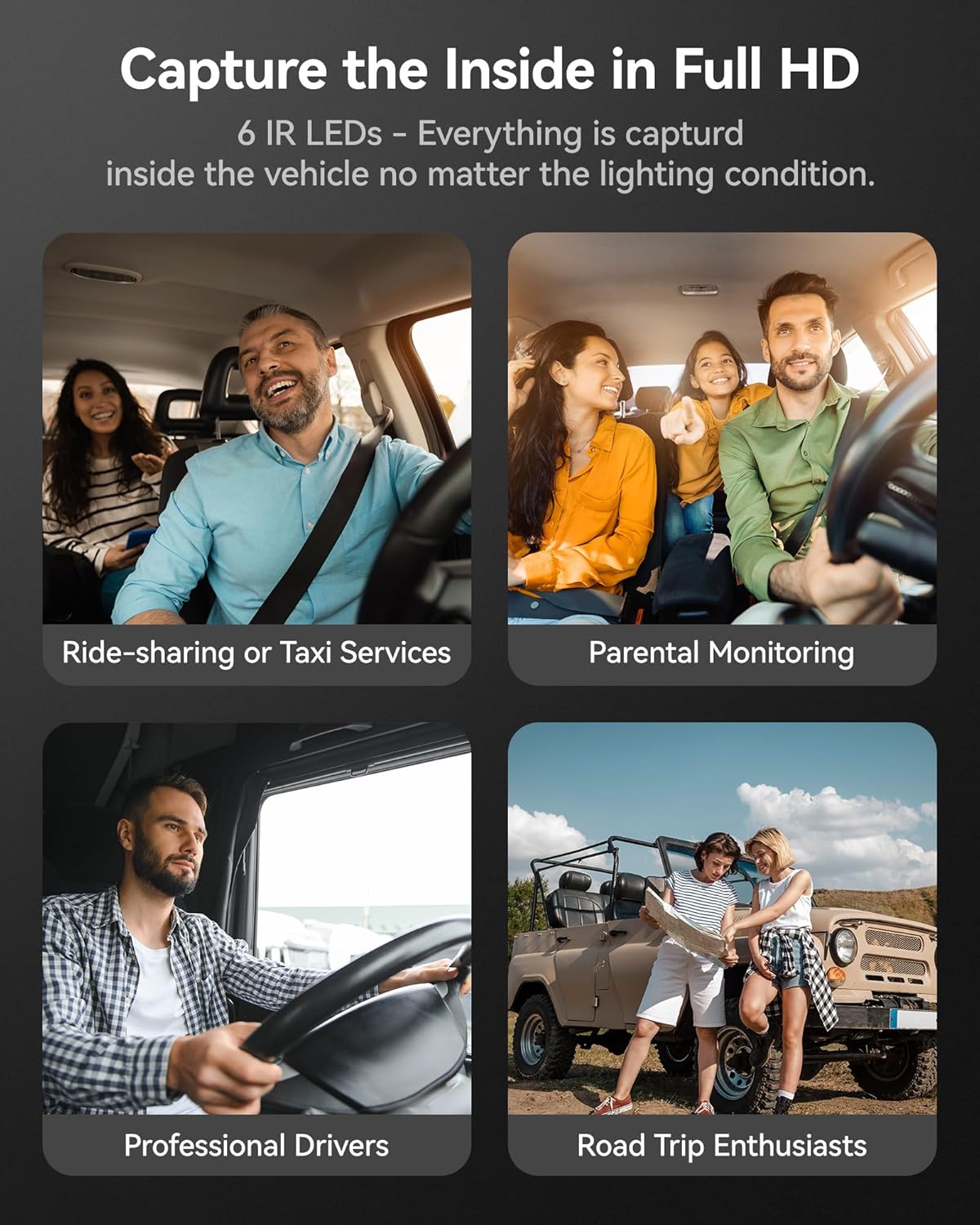 i07 3-Channel Dash Cam - 4K Front + 1080P Inside/Rear, WiFi GPS, 32GB Card, 24H Parking Mode