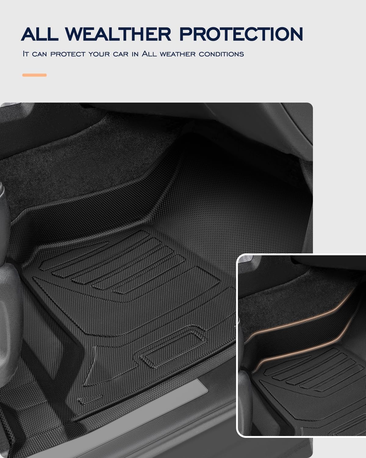 TPE Floor Mats for 2014-2018 Chevy/GMC 1500 & 2015-2019 HD Crew Cab (Bucket Seats) - All-Weather
