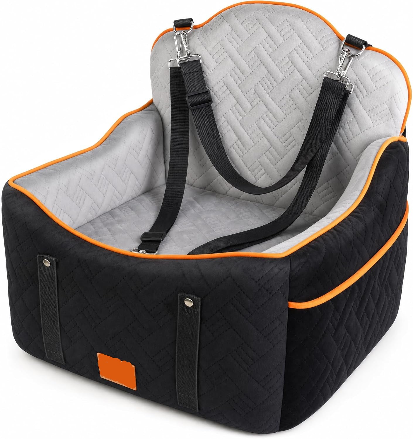 5.3" Memory Foam Dog Booster Seat - 35 lb Capacity, Dual Safety Leashes, Removable Cover (Black)