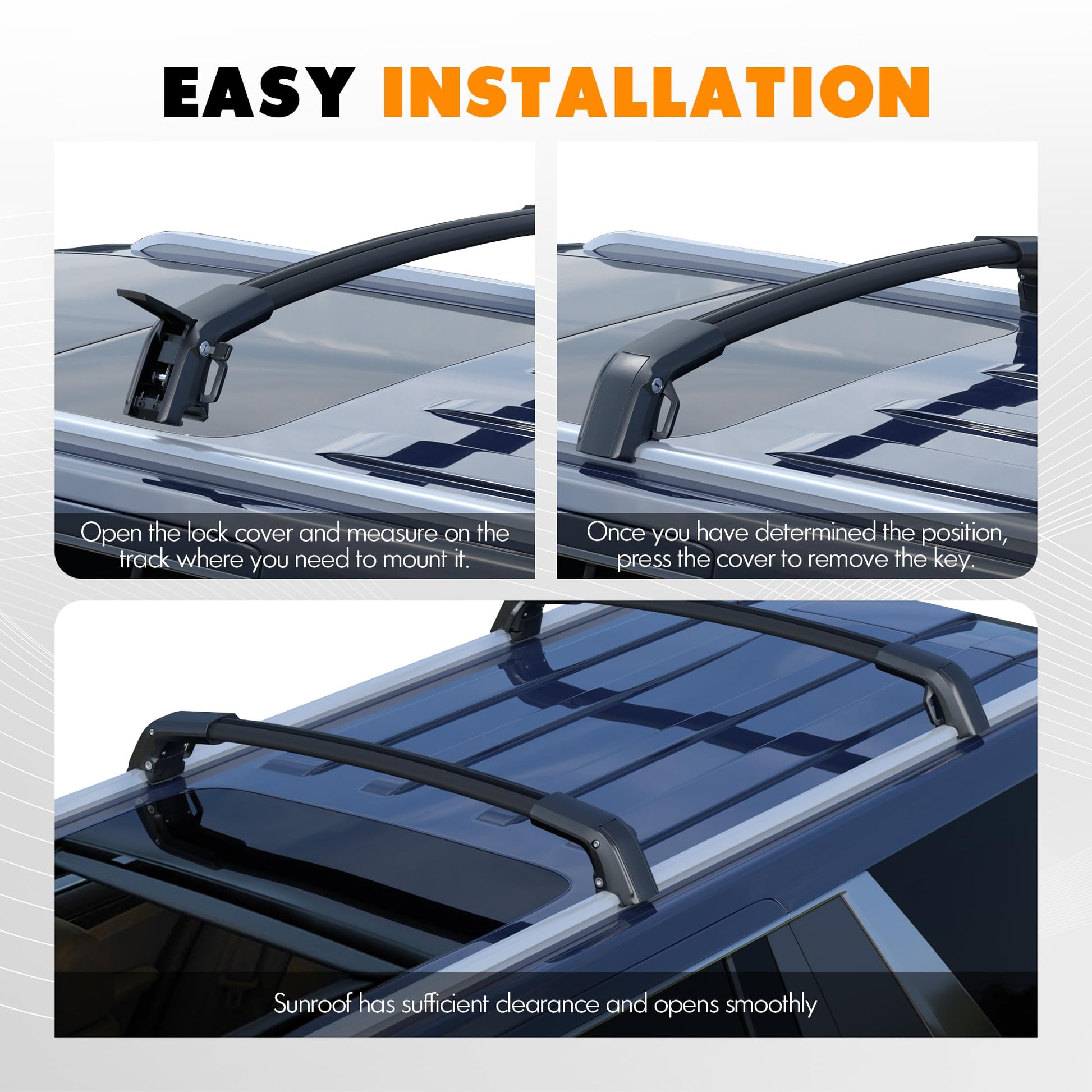 Anti-Theft 440LBS Roof Rack Cross Bars Compatible with 2021-2024 Chevrolet Tahoe, Chevy Suburban, GMC Yukon & Yukon XL, Cadillac Escalade ESV - OHMU