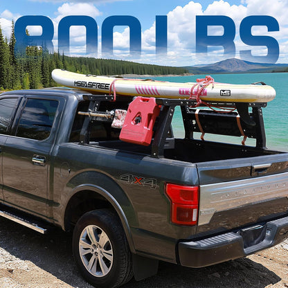 Universal Adjustable Truck Bed Rack - Overland/Contractor, 500-800 lb Capacity, No-Drill, Fits Gladiator/F-150/Tundra/Tacoma & More