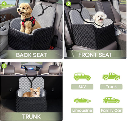 Elevated 6" Dog Booster Seat - Memory Foam, 26 lb Capacity, Removable Cover w/Storage Pockets