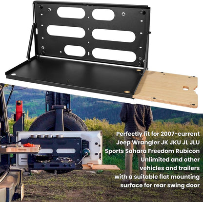 Foldable Tailgate Table for 2007-2024 Jeep Wrangler JK/JL - Cargo Shelf Storage