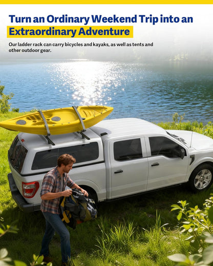 500 lb Truck Topper Ladder Rack (60" Aluminum) - Black for Van/Truck Cap