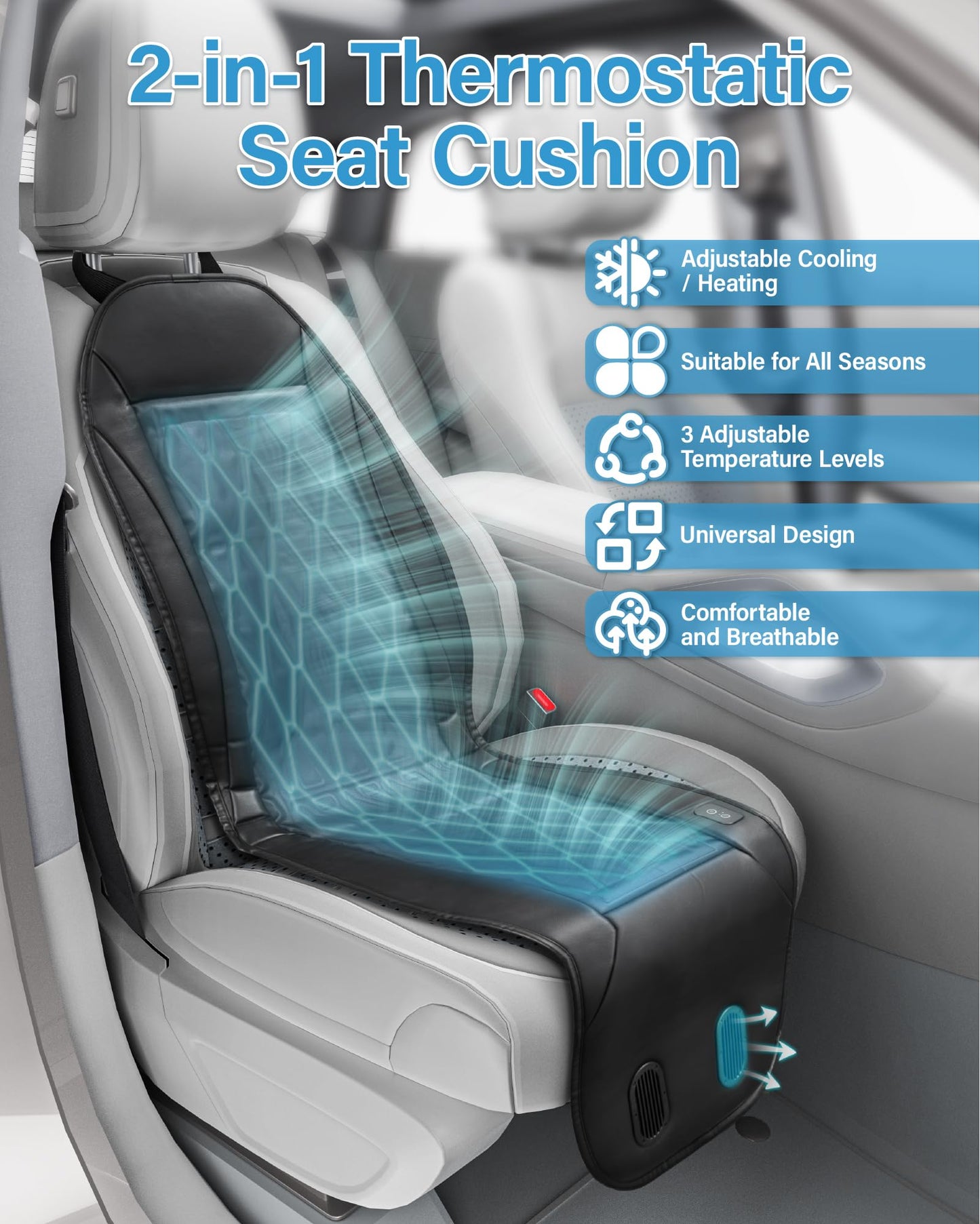 Active Cooling Car Seat Cushion with 3 Modes