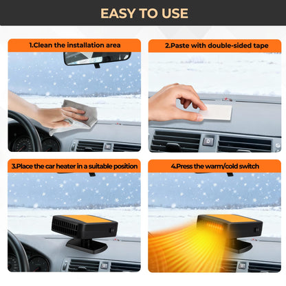 2026 Upgraded 12V Portable Car Heater - Plugs into Cigarette Lighter, 360° Rotatable Defroster
