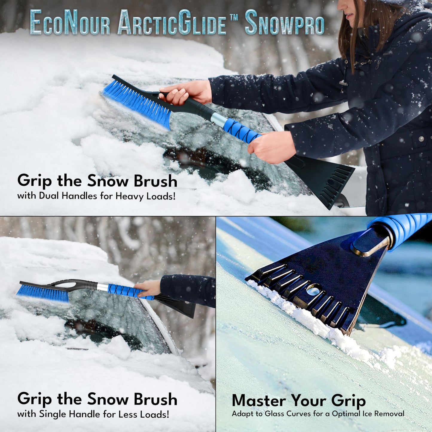 2-Pack 27" Snow Brush & Ice Scraper with Aluminium Body - Scratch-Free