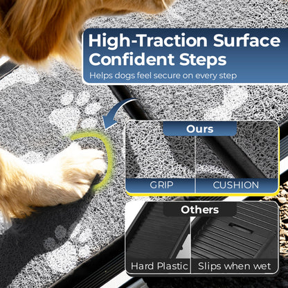 71"x20" Quad-Fold Dog Ramp - 250 lb Capacity, Non-Slip, Side-Strap Stability for Large Dogs