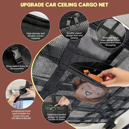 SUV Roof Cargo Net - 35.4"x23.6" Double-Layer Mesh for F-150, Jeep, CRV, RAV4 & Van
