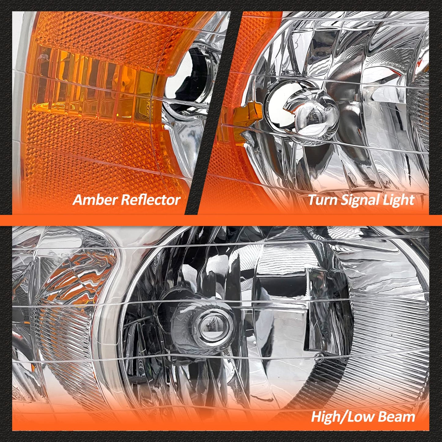 Chrome Headlight Assembly (Left+Right) for 2002-2005 Dodge Ram 1500 & 2003-2005 Ram 2500/3500