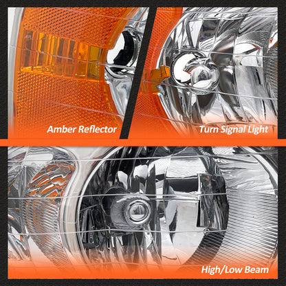 Chrome Headlight Assembly (Left+Right) for 2002-2005 Dodge Ram 1500 & 2003-2005 Ram 2500/3500