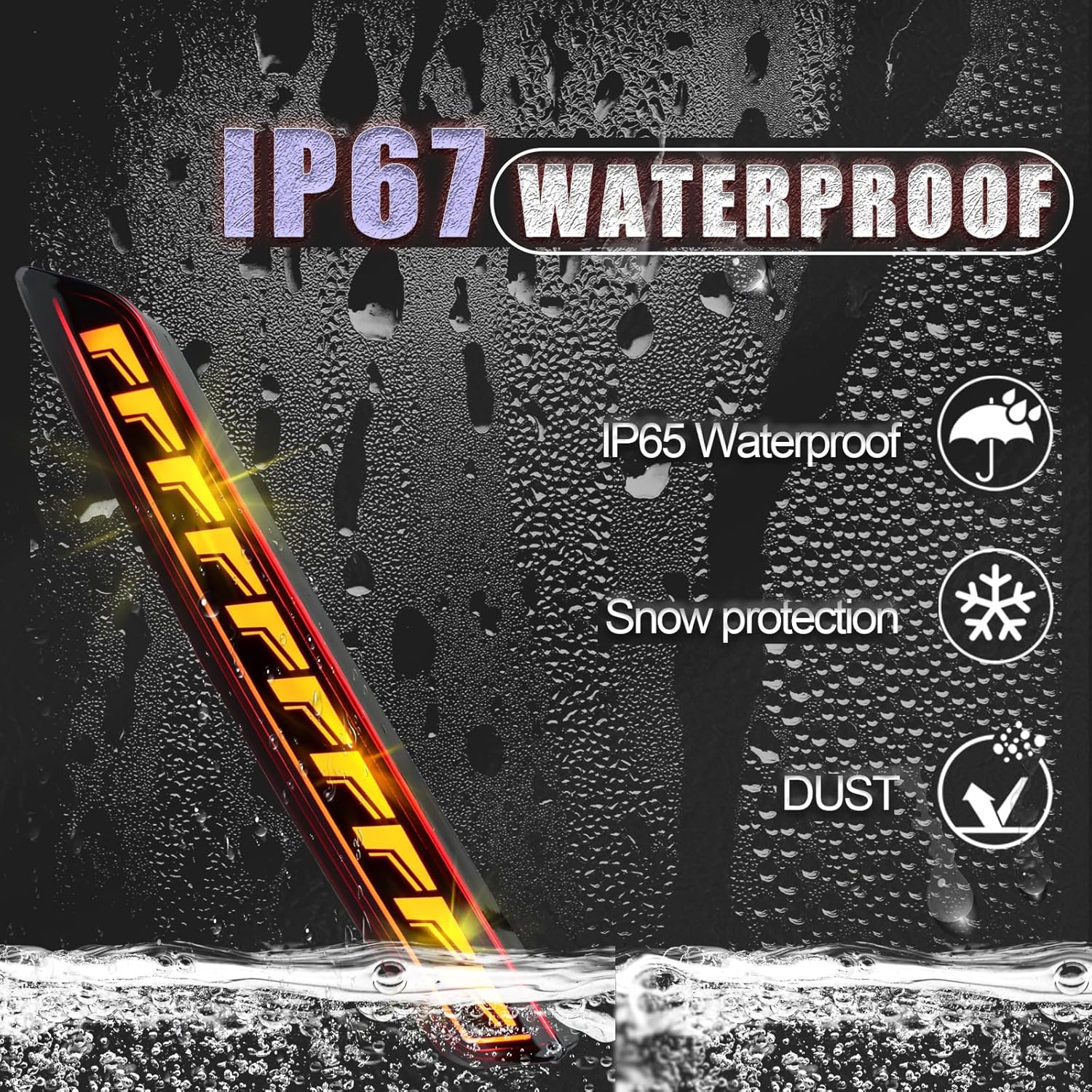 Red Lens Rear Fog Bumper Reflector Brake Tail Sequential Flash Signal LED Lights Lamp Compatible with Chevrolet Chevy Suburban Tahoe GMC Yukon/Denali 2021-2024 Accessories (SMOKED)