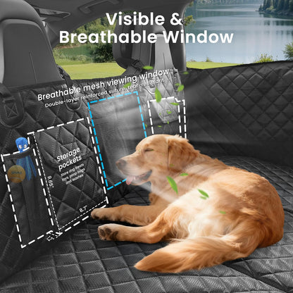 Hard-Bottom Dog Seat Cover w/Door Protector - 450 lb Capacity, Waterproof Non-Slip for SUV/Truck