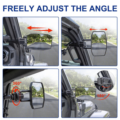 Quick Release Mirrors for 2018-2023 Jeep Wrangler JL & Gladiator JT (Patent Design)