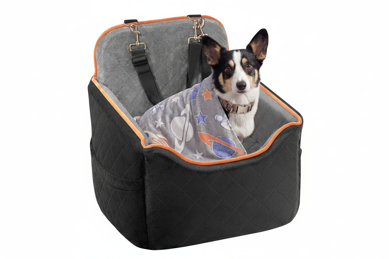 6" Elevated Memory Foam Booster Seat - 35 lb Capacity, Washable w/Safety Leash & Storage Pockets