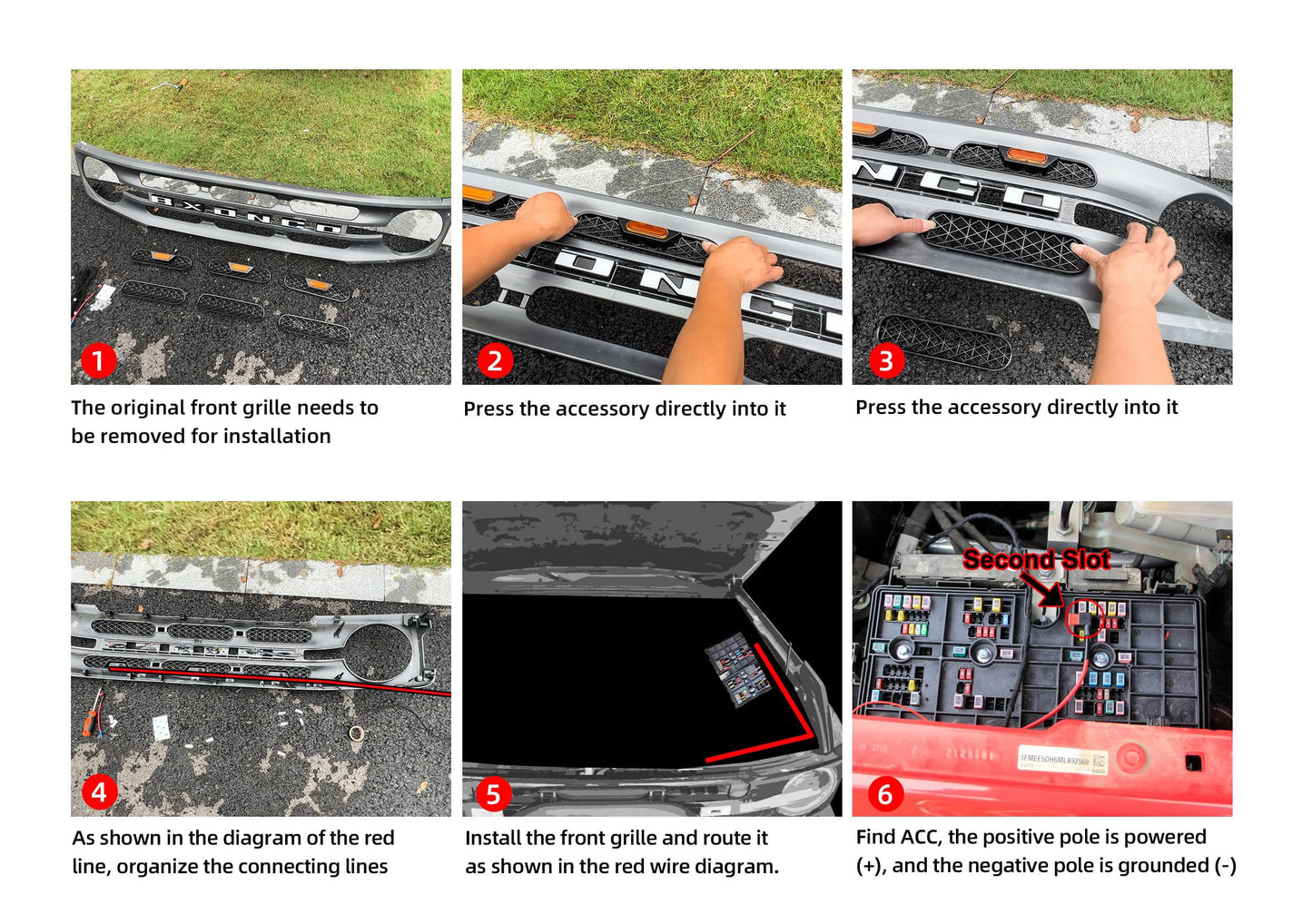 Bronco Amber Light Grill Inserts, Waterproof