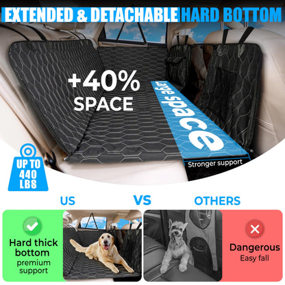 Waterproof Dog Car Hammock: Hard Bottom, 400lbs Capacity, Universal Fit