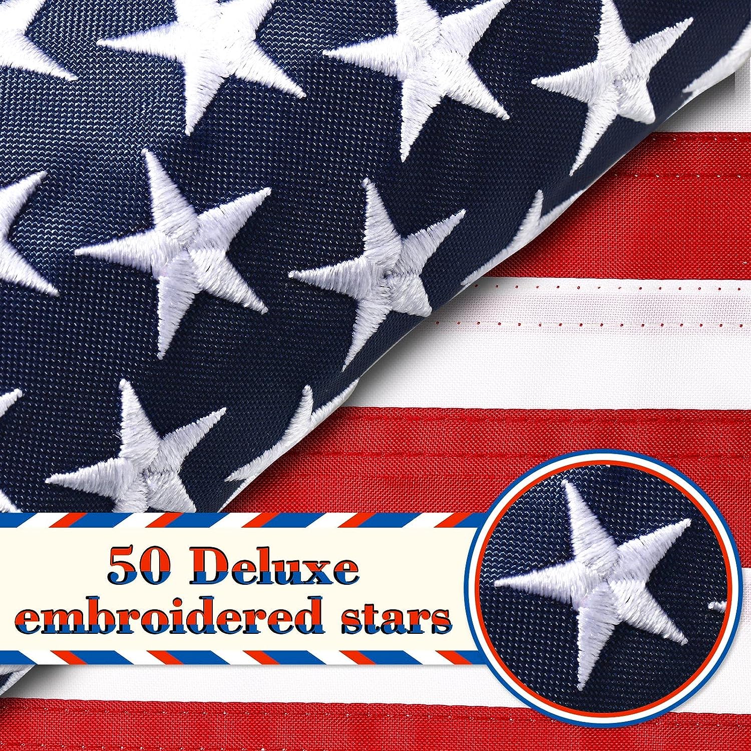 12x18 FT Embroidered Flag - AMERICAN FLAG MADE IN USA - Foto 9