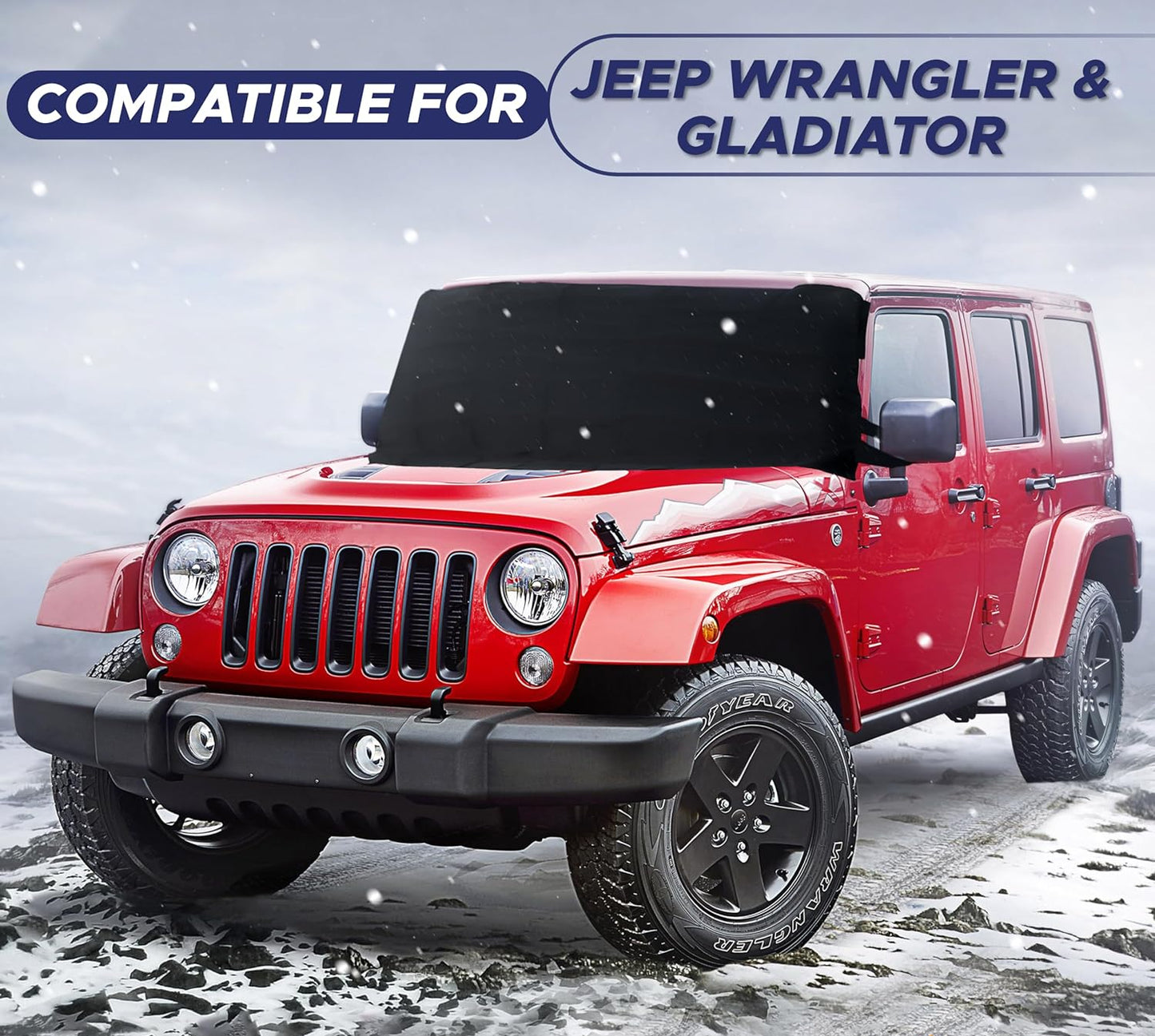 600D Oxford Windshield Snow Cover for Jeep Wrangler & Bronco (X-Small)