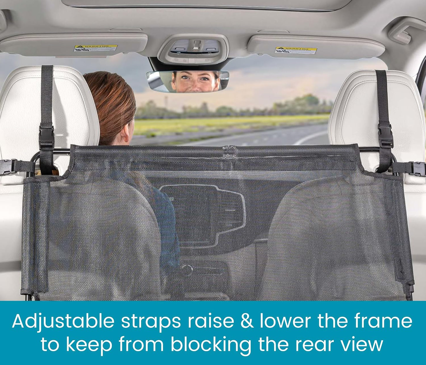 Padded Steel Frame Dog Back Seat Barrier - Heavy-Duty Coated Net for Car/Truck/SUV