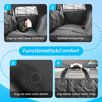 Hard-Bottom Dog Seat Cover w/Door Protector - 450 lb Capacity, Waterproof Non-Slip for SUV/Truck