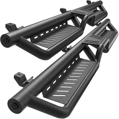 Two-Stair Black Running Boards for 2018-2026 Jeep Wrangler JL 4-Door - Nerf Bars