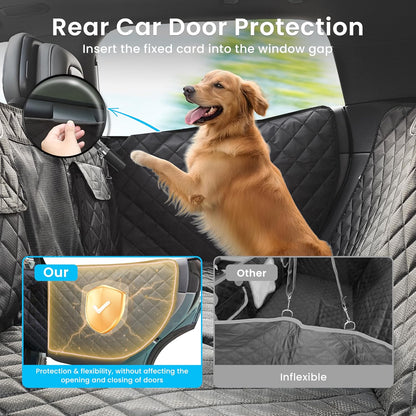 Hard-Bottom Dog Seat Cover w/Door Protector - 450 lb Capacity, Waterproof Non-Slip for SUV/Truck