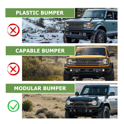 Bronco Front Bull Bar Grille Guard, Steel Black