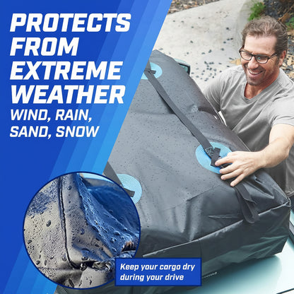 16ft³ Waterproof Rooftop Cargo Carrier - Protective Mat for All Cars w/wo Roof Racks