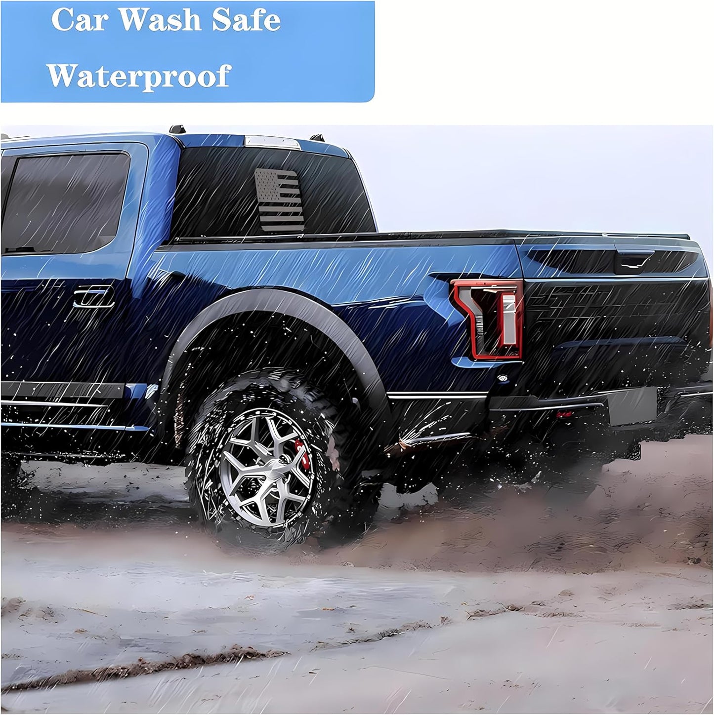 US Flag Vinyl Decal for 2015-2021 Ford F-Series Rear Sliding Window (Matte Black)