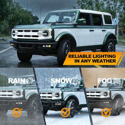 Bronco Zone LED Fog Lights, White/Amber DRL