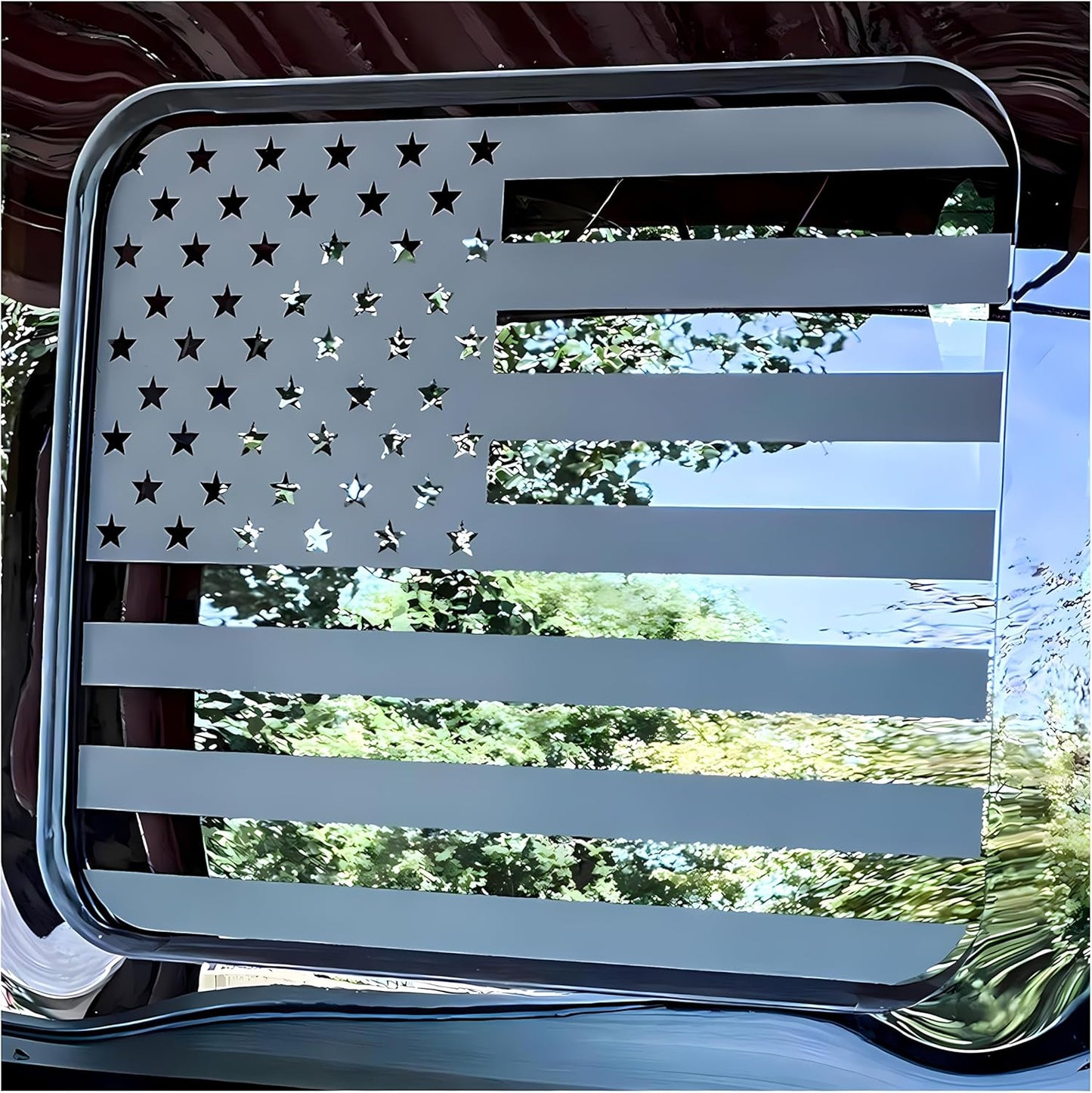 US Flag Vinyl Decal for 2015-2021 Ford F-Series Rear Sliding Window (Matte Black)