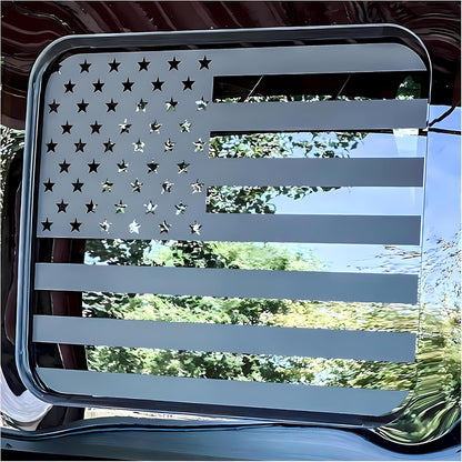 US Flag Vinyl Decal for 2015-2021 Ford F-Series Rear Sliding Window (Matte Black)