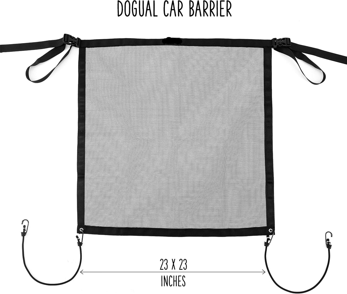 Universal Dog Mesh Car Barrier - Easy Install w/Bungee Cords, A/C Pass-Through & Easy Clean