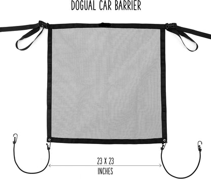 Universal Dog Mesh Car Barrier - Easy Install w/Bungee Cords, A/C Pass-Through & Easy Clean