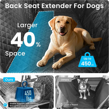Hard-Bottom Dog Seat Cover w/Door Protector - 450 lb Capacity, Waterproof Non-Slip for SUV/Truck