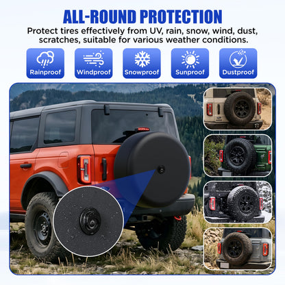 32" Soft Black Tire Cover for Ford Bronco with Camera